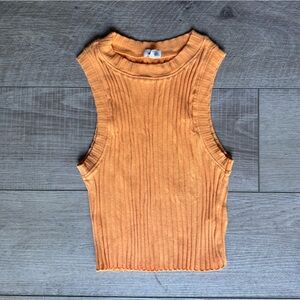 Aerie Orange Ribbed Cropped Tank Size SMALL Summer Spring Cute Bright
